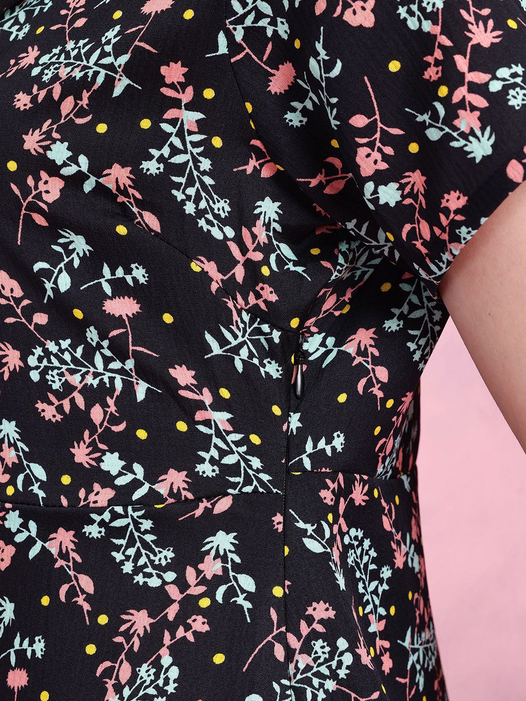 DressBerry Floral Print Notched Lapel Collar Shirt-Style Dress