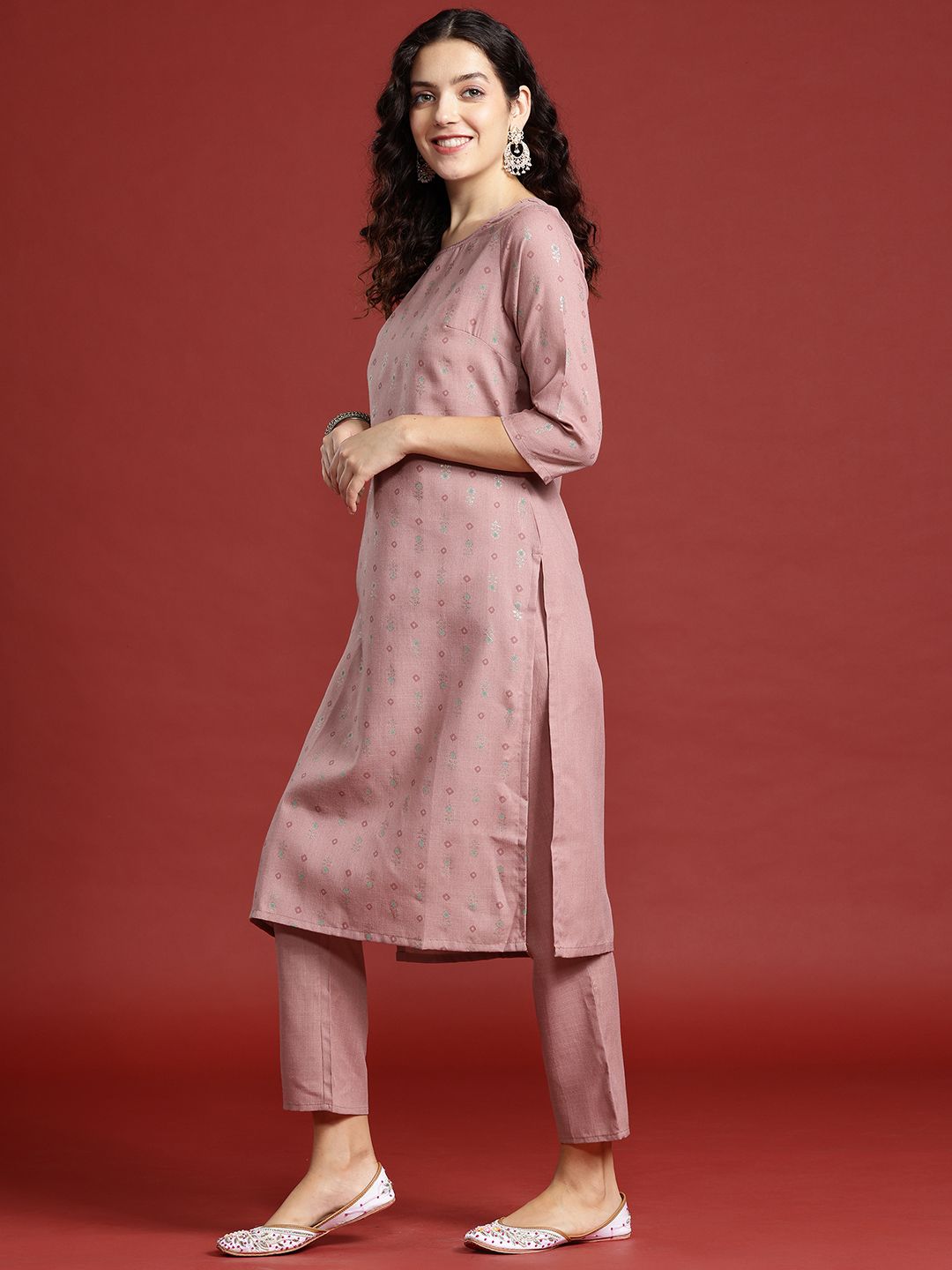 Anouk Ethnic Motifs Printed Regular Kurta with Trousers & Dupatta