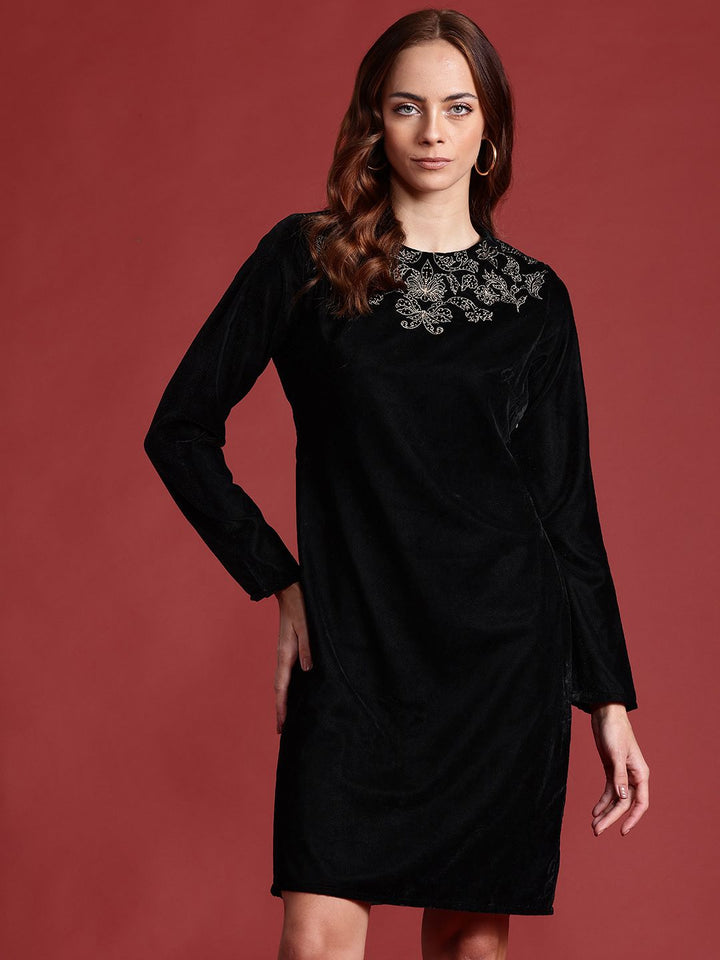 all about you Velvet Finish Sheath Dress
