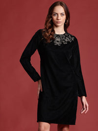 all about you Velvet Finish Sheath Dress