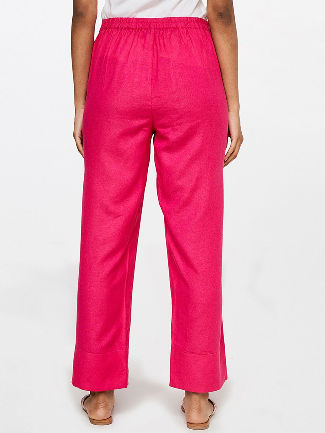 Global Desi Women Pink Floral Embroidered Trousers