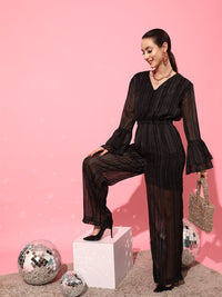 STREET 9 Women Elegant Black Printed Jumpsuit