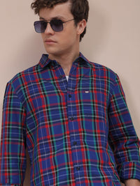The Indian Garage Co Men Slim Fit Checked Casual Cotton Shirt