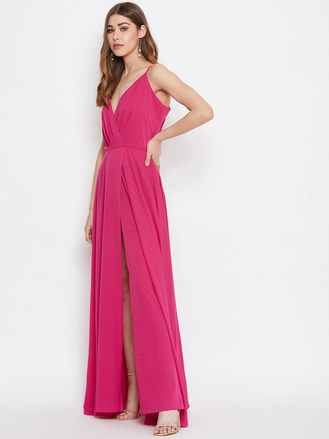 Berrylush Pink Partywear Western Style Maxi Gown