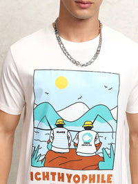 HIGHLANDER Men Graphic Printed Round Neck Relaxed Fit T-shirt