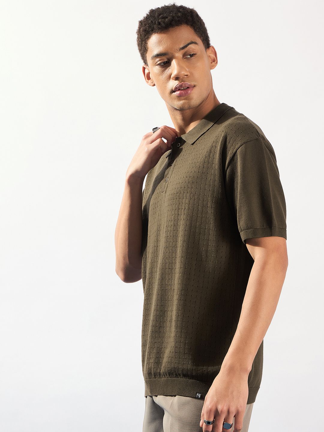 DENNISON Oversized Polo Collar Knitted T-Shirt