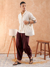 The Indian Garage Co Men Relaxed Fit Solid Warp Knit Lace Resortwear Shirt