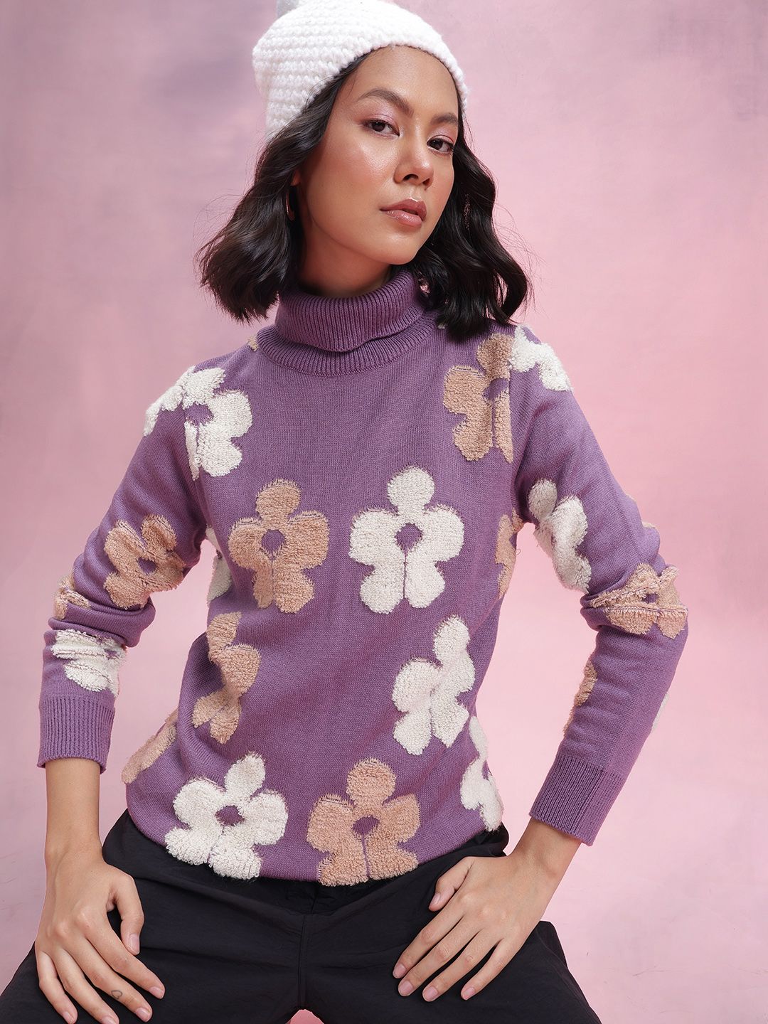 DressBerry Floral Turtle Neck Pullover