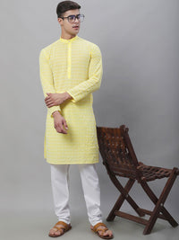 SOJANYA Mandarin Collar Ethnic Motifs Embroidered Regular Pure Cotton Kurta with Churidar