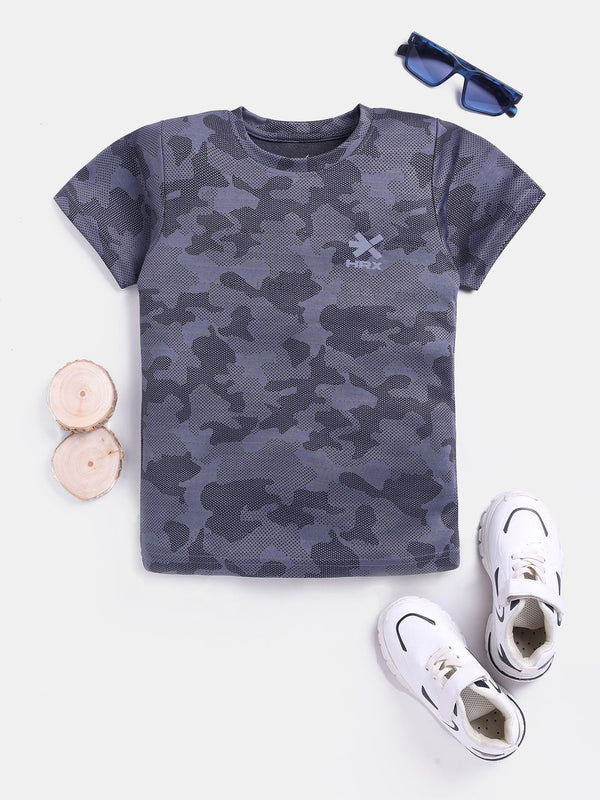 HRX by Hrithik Roshan Boys Camouflage Printed Moisture Wicking T-shirt