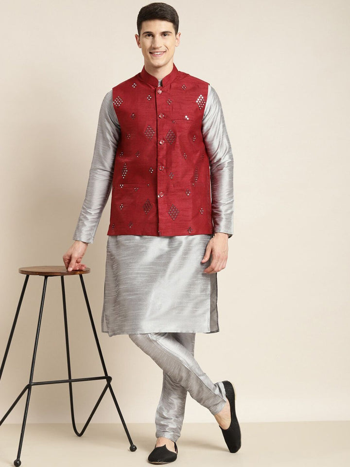 SOJANYA Manadrin Collar Kurta with Pyjamas & Nehru Jacket