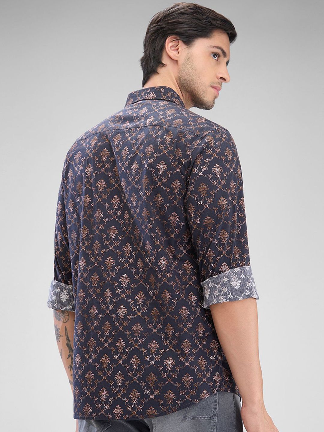 SPYKAR Men Ethnic Printed Spread Collar Slim Fit Casual Shirt