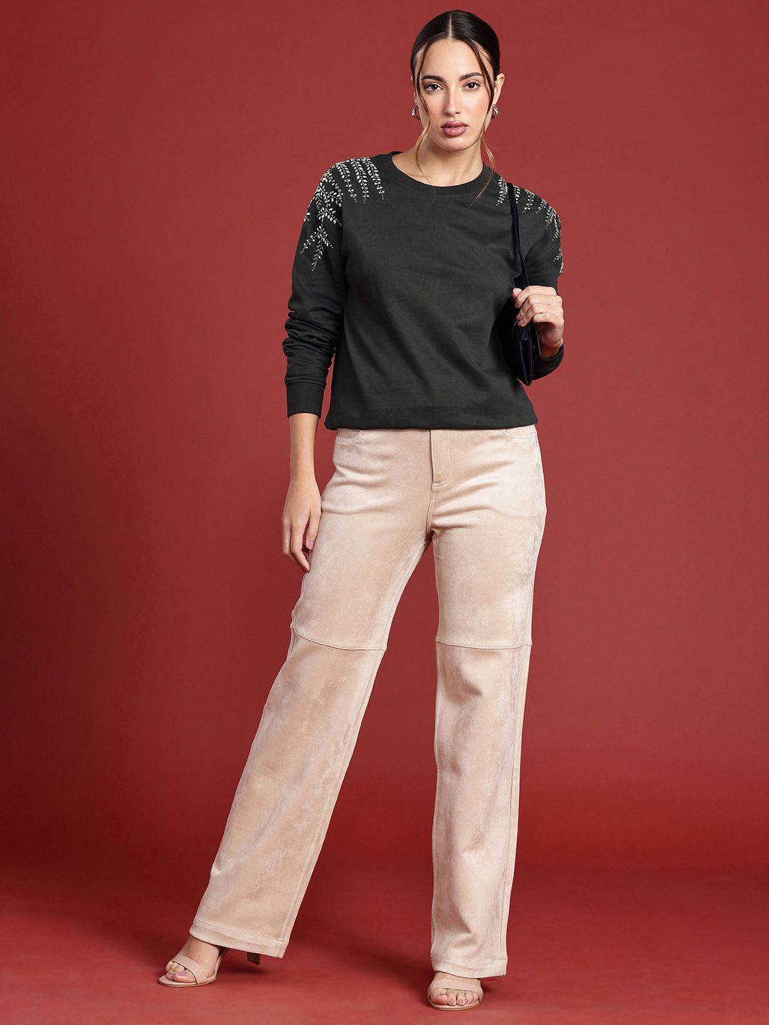 all about you Long Sleeves Studded Embellished Sweatshirt