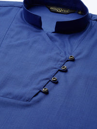 SOJANYA Men Blue Solid Straight Kurta