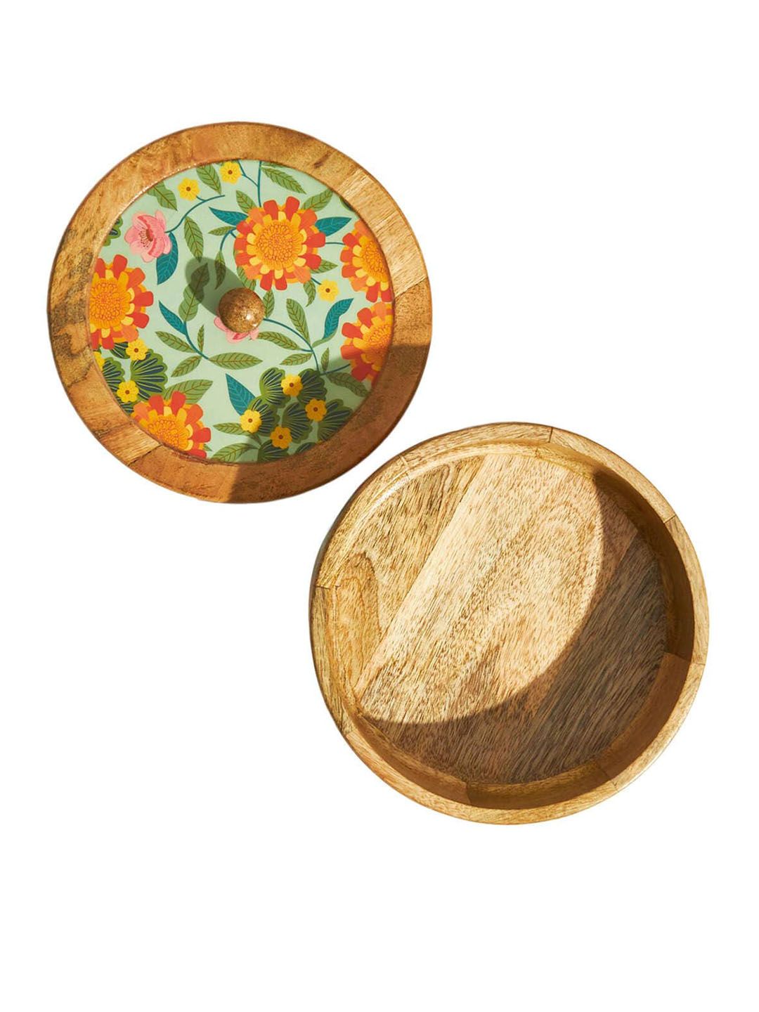 Chumbak Blue Marigold Wood Storage Box