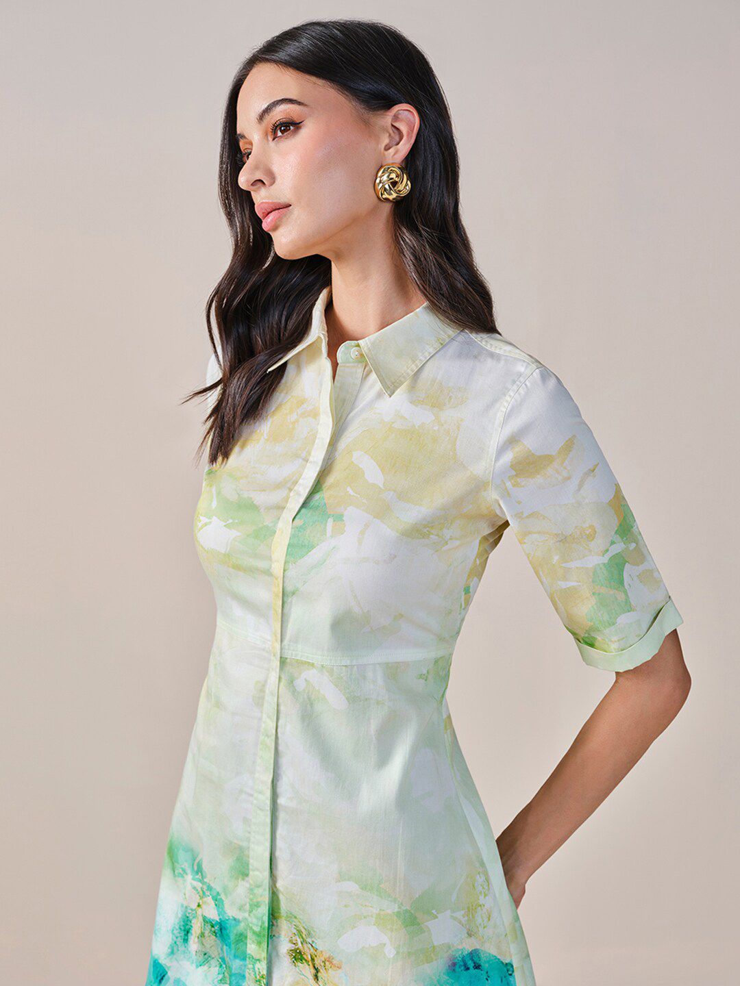 AND Tie and Dye Print Shirt Dress