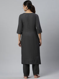 Aurelia Women Grey Solid Viscose Kurta Set with Palazzos