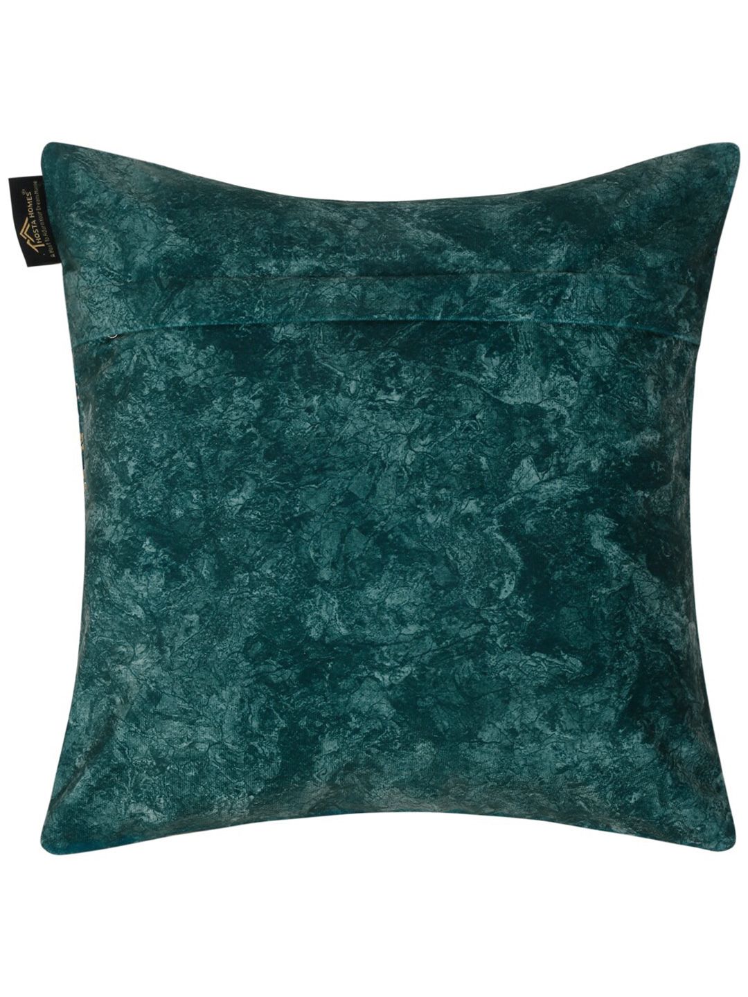 HOSTA HOMES Blue & Gold-Toned 2 Pieces Floral Velvet Square Cushion Covers