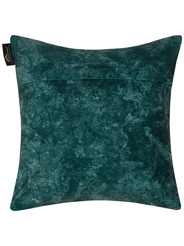 HOSTA HOMES Blue & Gold-Toned 2 Pieces Floral Velvet Square Cushion Covers