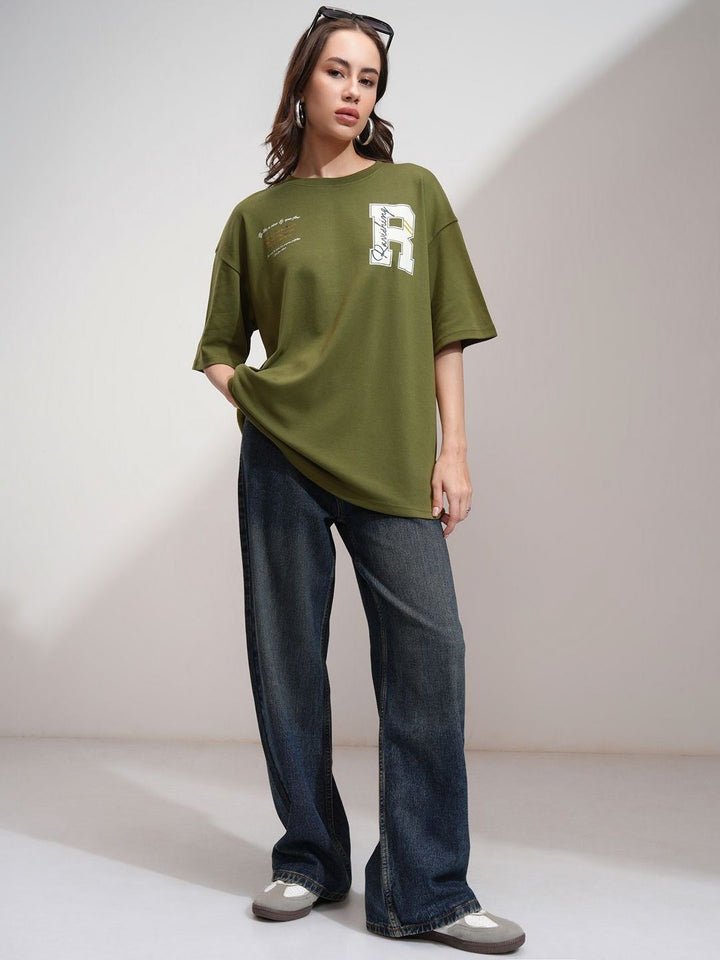 Street By Tokyo Talkies Women Typography Printed Round Neck Cotton Oversized T-Shirt