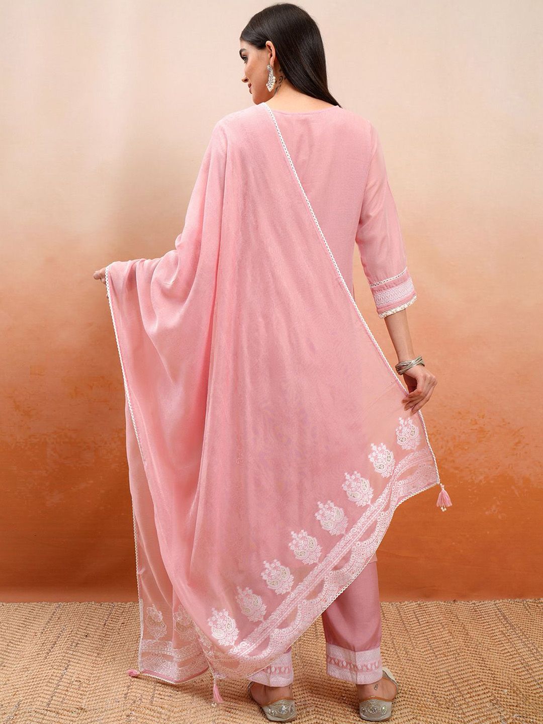 Vishudh Paisley Embroidered Regular Thread Work Kurta with Trouser & Dupatta