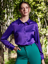 STREET 9 Women Comfort Regular Fit Satin Shirt