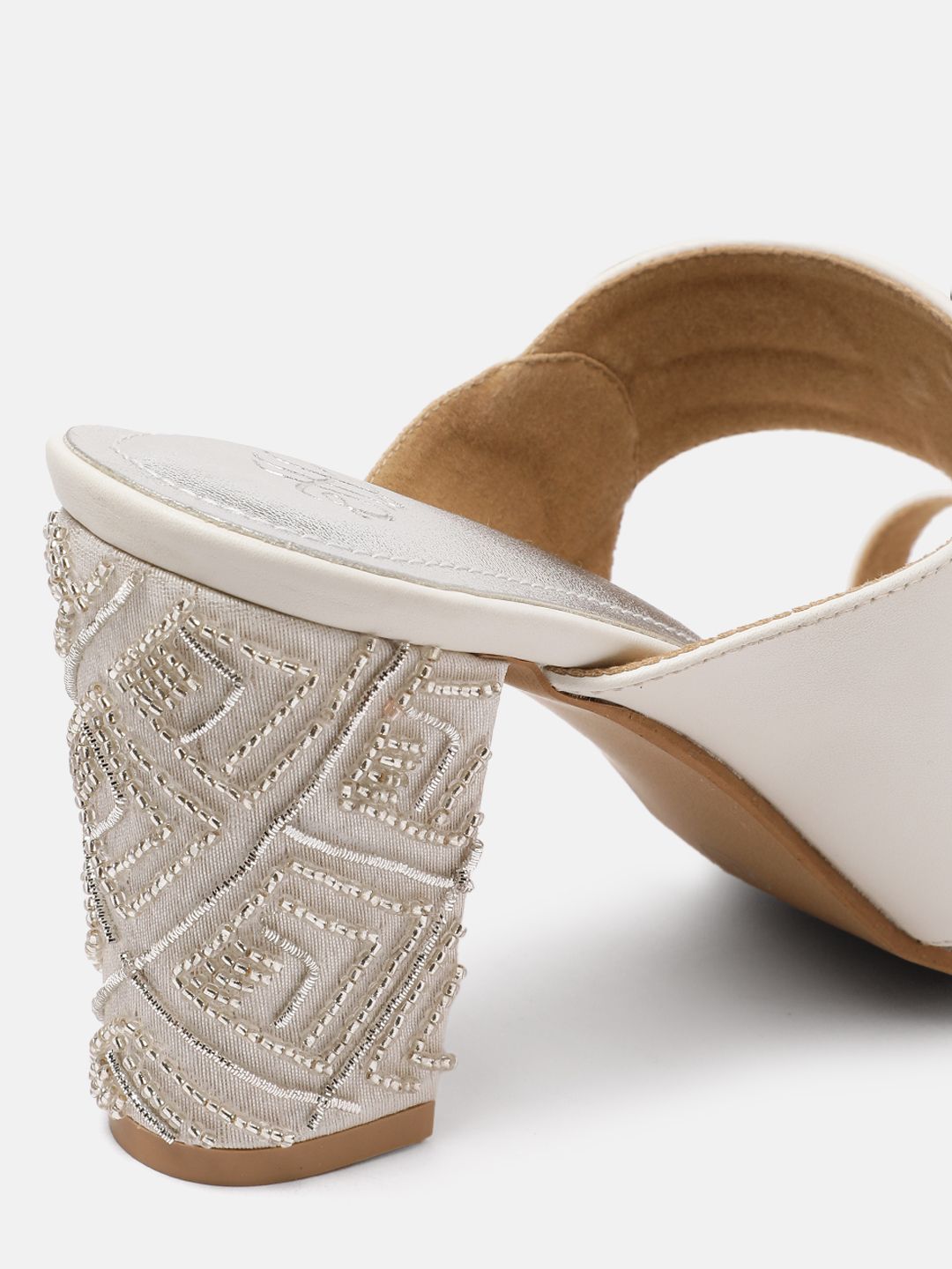 House of Pataudi Sequined Open Toe Block Sandals