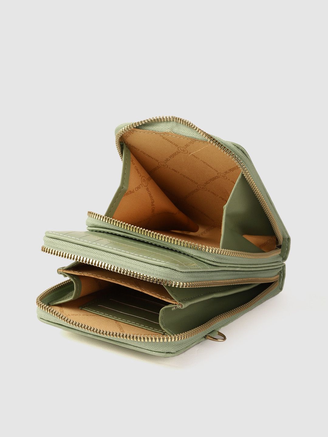 Lino Perros Green Animal Textured PU Structured Sling Bag
