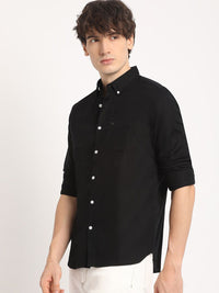 THE BEAR HOUSE Pure Cotton Solid Slim Fit Casual Shirt