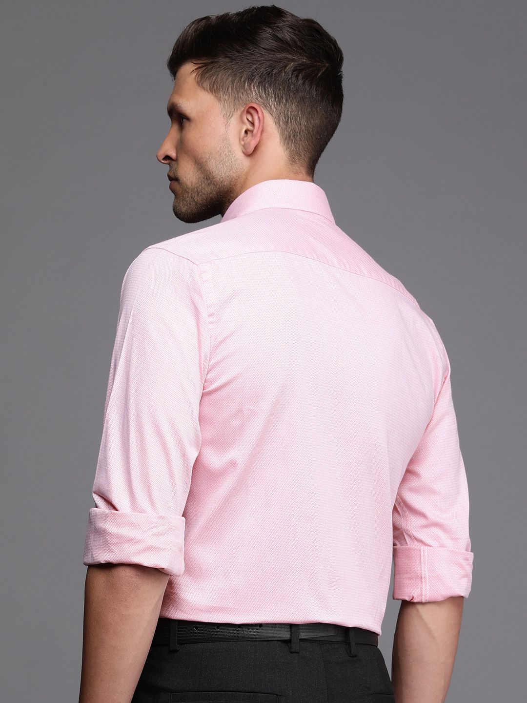 Raymond Pure Cotton Self Design Textured Slim Fit Formal Shirt