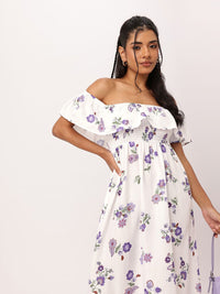 DressBerry Holiday Chic Off-Shoulder Appeal Smocked Maxi Dress