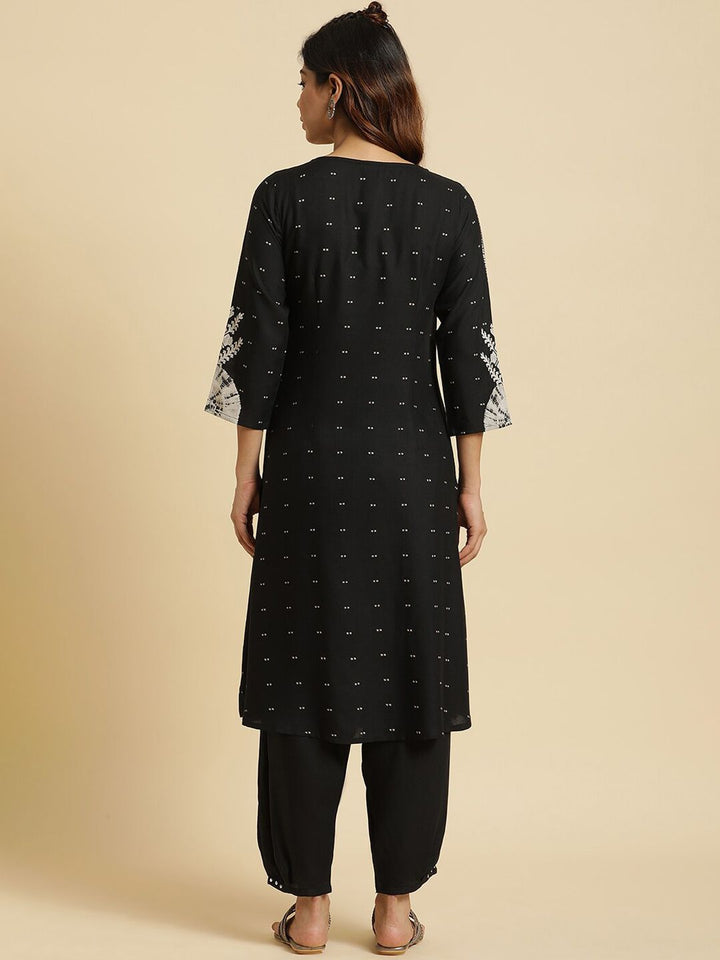 W Geometric Printed Sequinned A Line Kurta