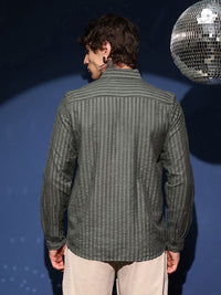 Campus Sutra Edge-Lined Half-Placket Self Design Comfort Regular Fit Casual Shirt