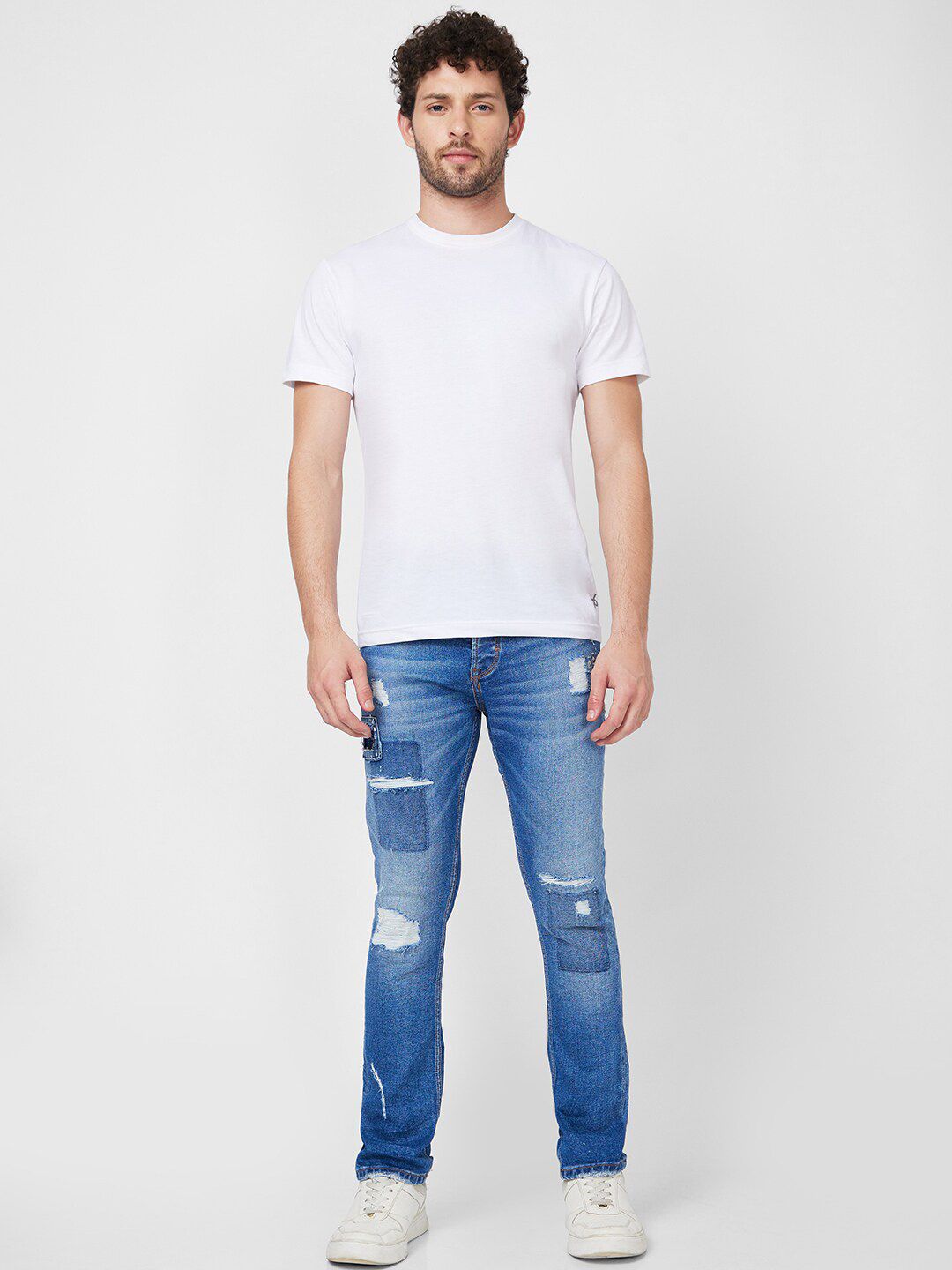 SPYKAR Men Mid-Rise Tapered Fit Highly Distressed Heavy Fade Stretchable Cotton Jeans
