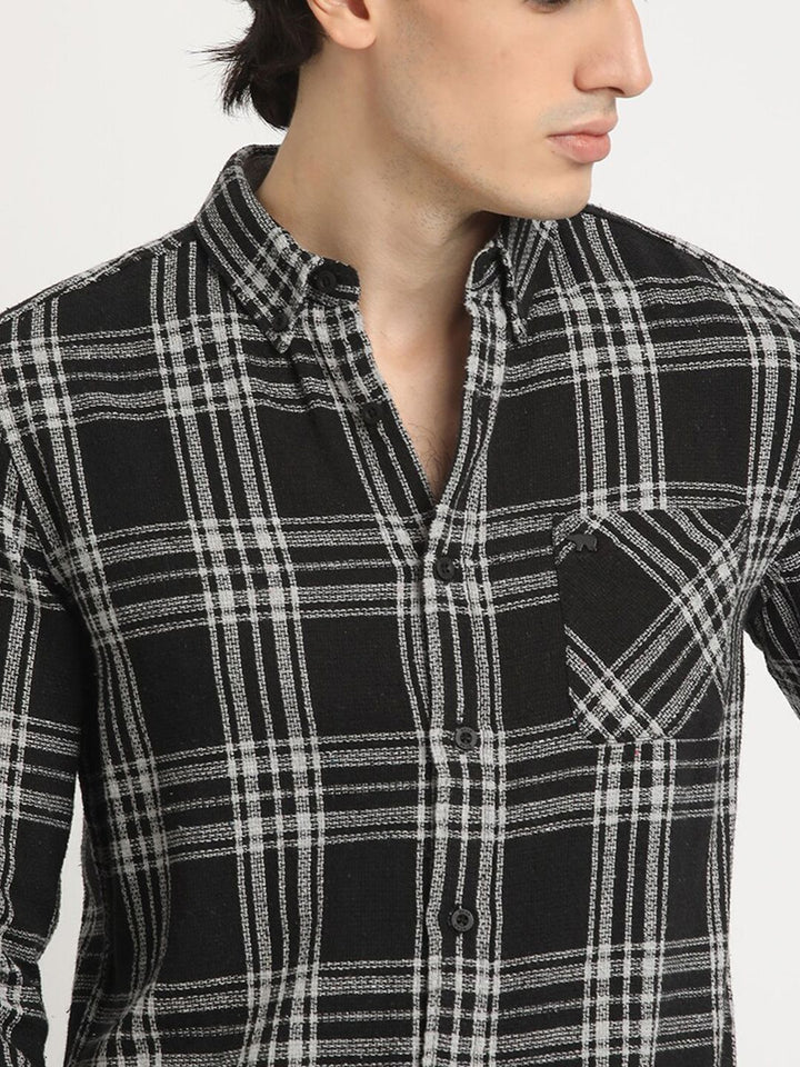 THE BEAR HOUSE Men's Checkered Slim Fit Casual Shit