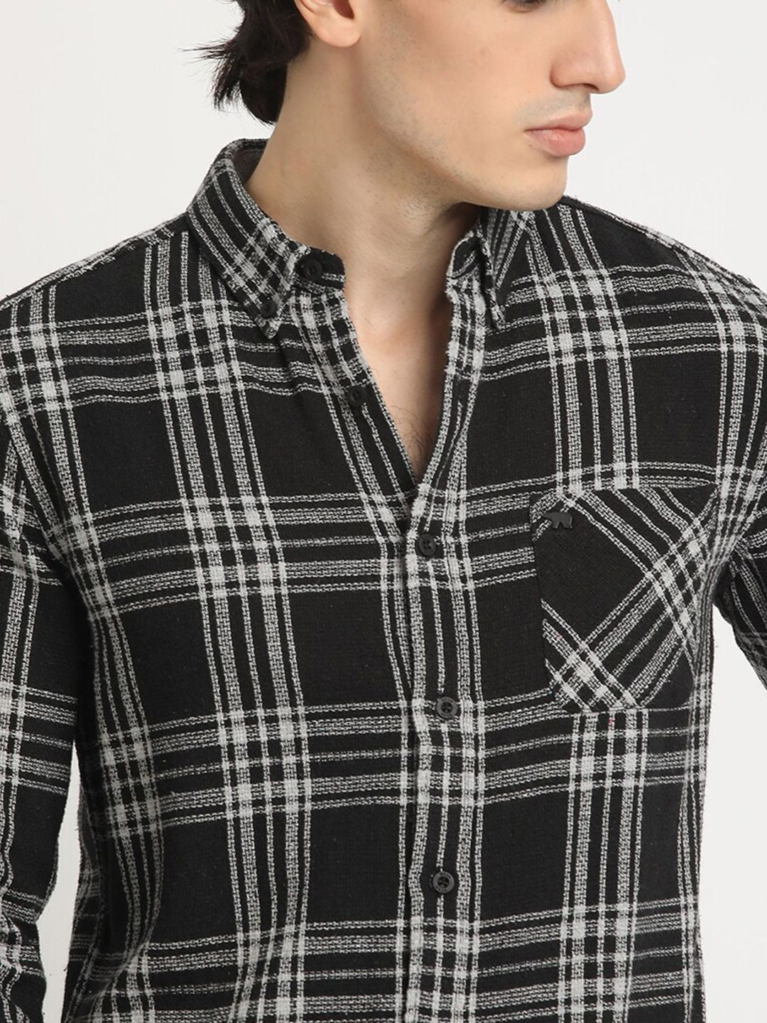 THE BEAR HOUSE Men's Checkered Slim Fit Casual Shit