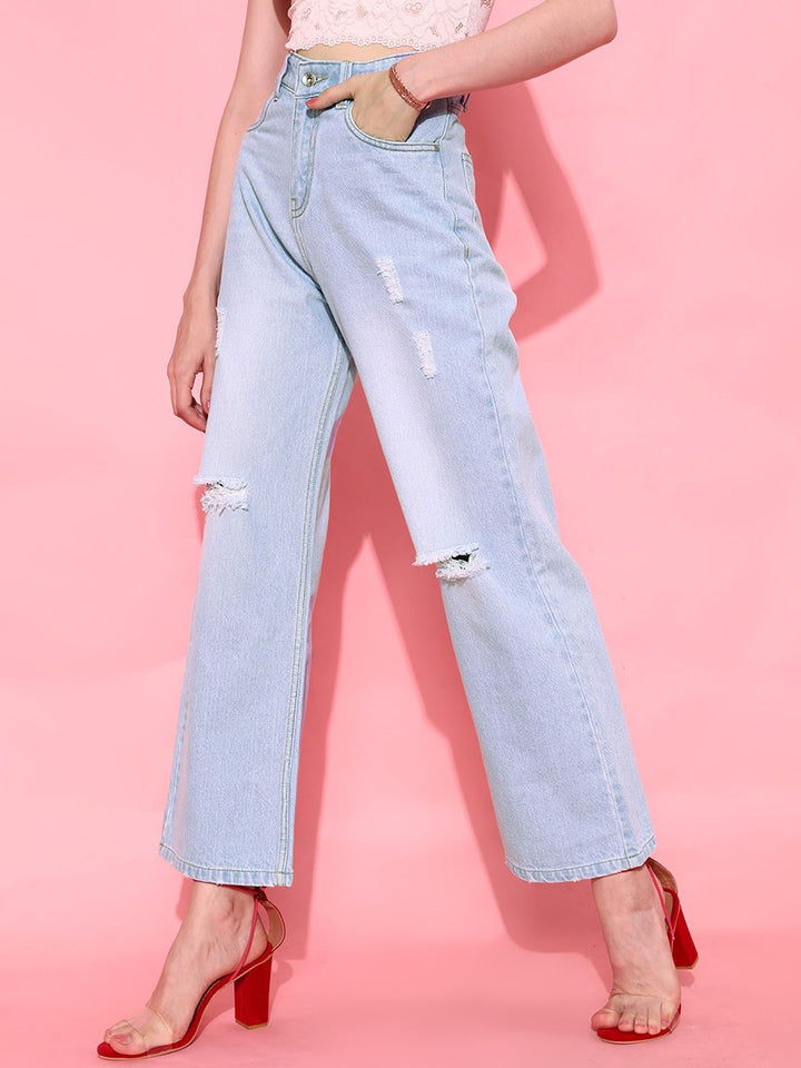 STREET 9 Women Elegant Blue Flared Fit Cropped Jeans