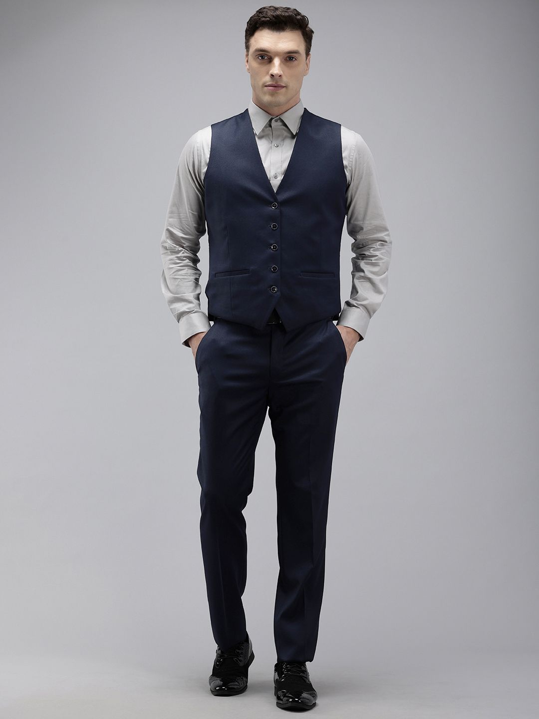 Park Avenue Self Design Single Breasted Super Slim Fit 3-Peice Suit