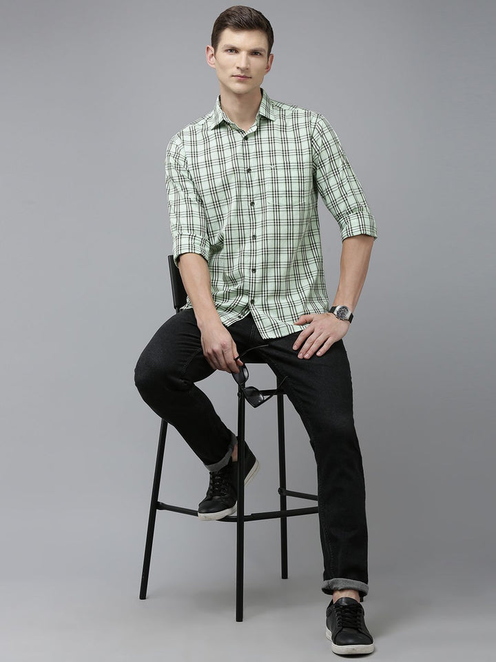 Park Avenue Men Slim Fit Tartan Checks Opaque Pure Cotton Casual Shirt