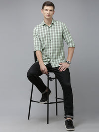 Park Avenue Men Slim Fit Tartan Checks Opaque Pure Cotton Casual Shirt