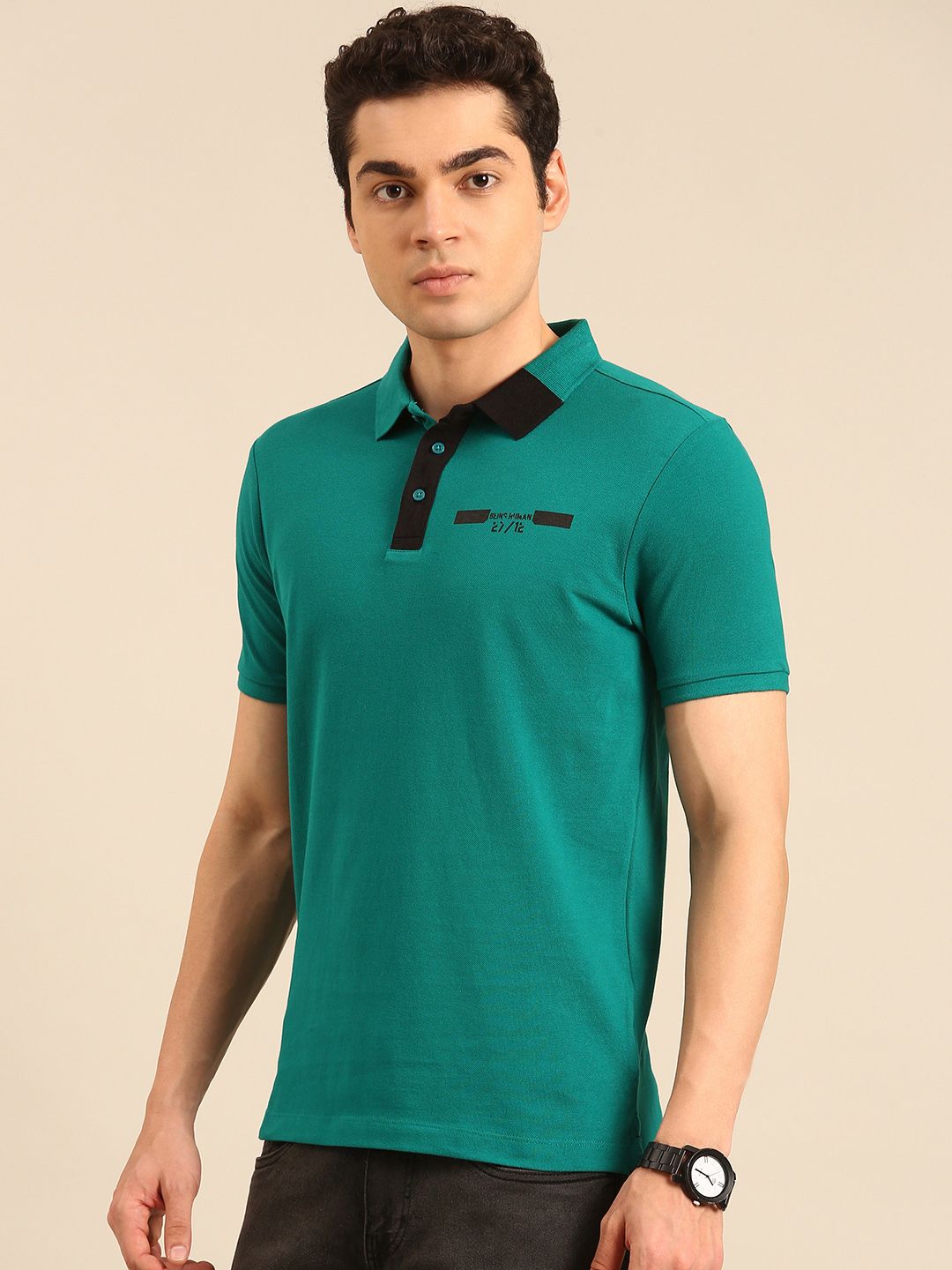 Being Human Polo Collar Pure Cotton T-shirt