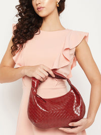 Berrylush Red Textured Handheld Bag