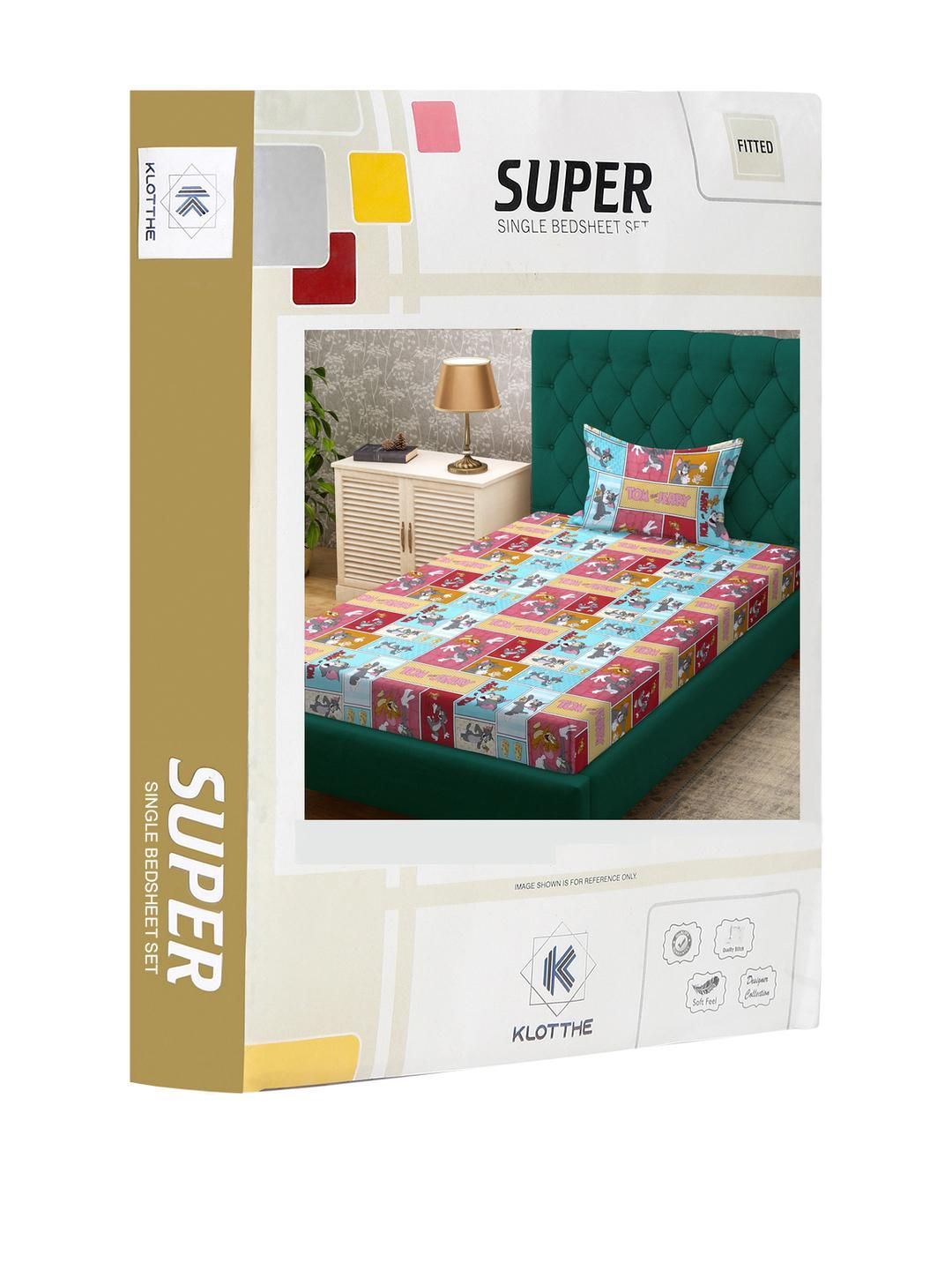 KLOTTHE Multi Cartoon Characters Cotton Single Bedsheets