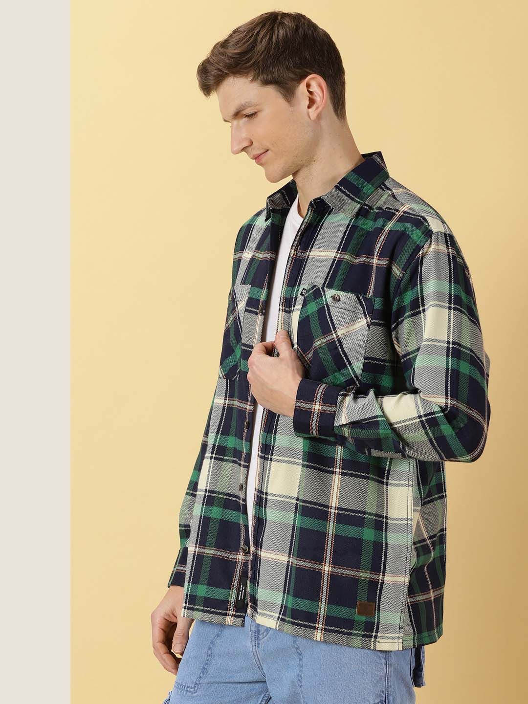 Thomas Scott Classic Buffalo Checked Twill Cotton Shirt