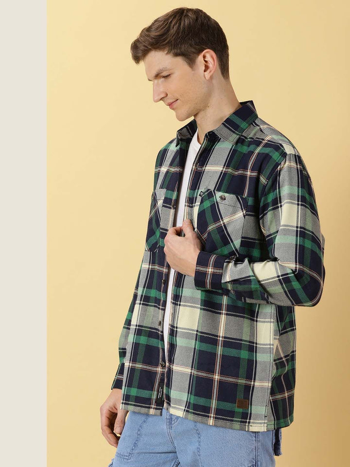 Thomas Scott Classic Buffalo Checked Twill Cotton Shirt