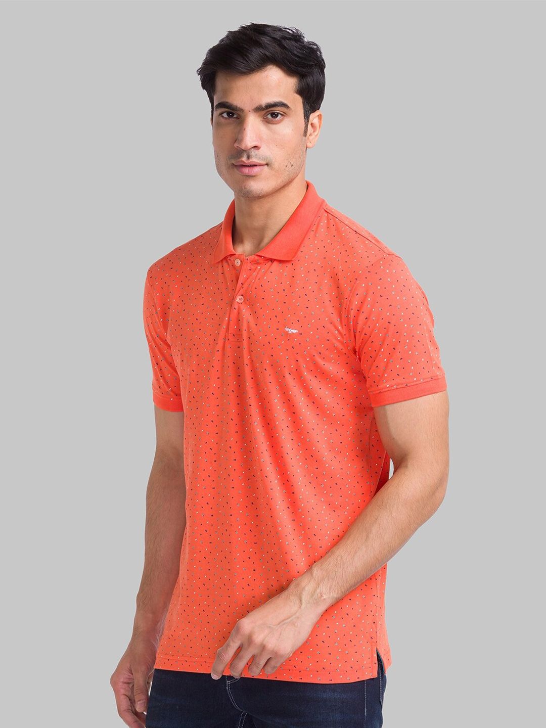 Park Avenue Micro Ditsy Printed Polo Collar Slim Fit T-shirt