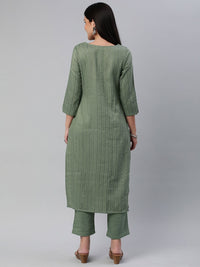 KALINI Women Self Design Pure Cotton Kurta With Trousers