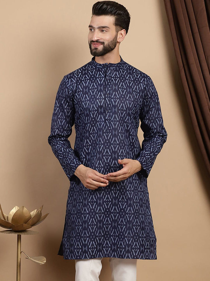 Anouk Abstract Printed Mandarin Collar Pure Cotton Straight Kurta