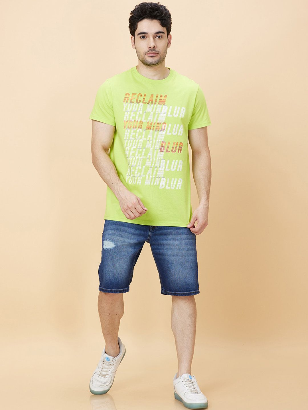 Being Human Men Washed Denim Shorts