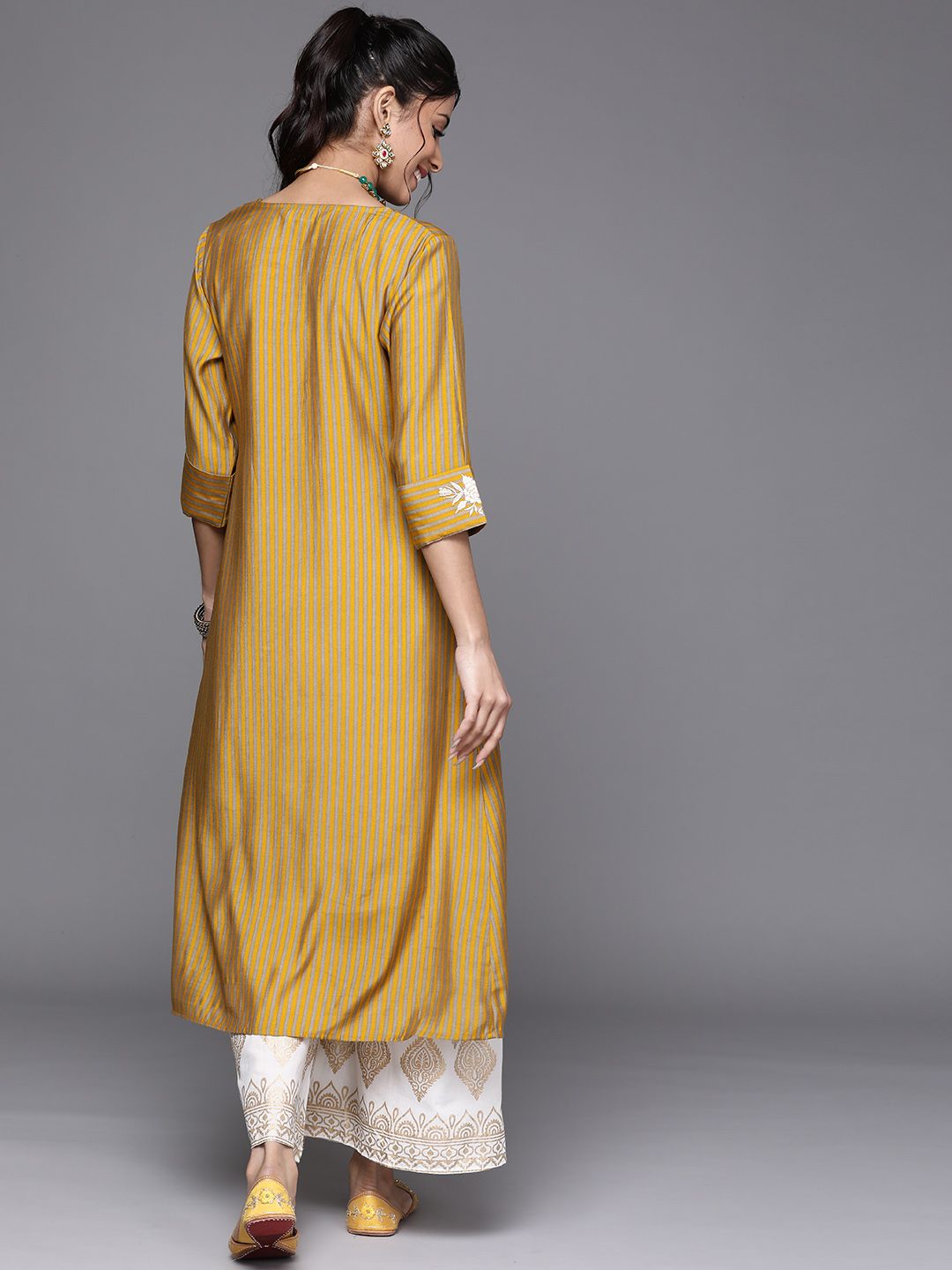 Libas Striped Chanderi Silk Kurta